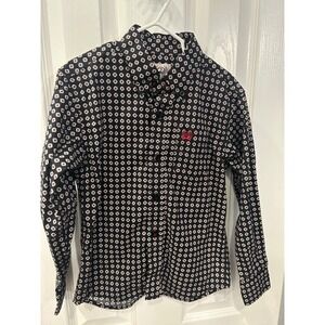 Cinch Boys Black Red Geometric Western Button Down Shirt 4T k7176